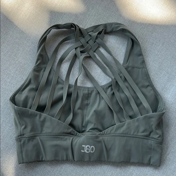 Crisscross Back Sports Bras in Green and Brown - Picture 5 of 5